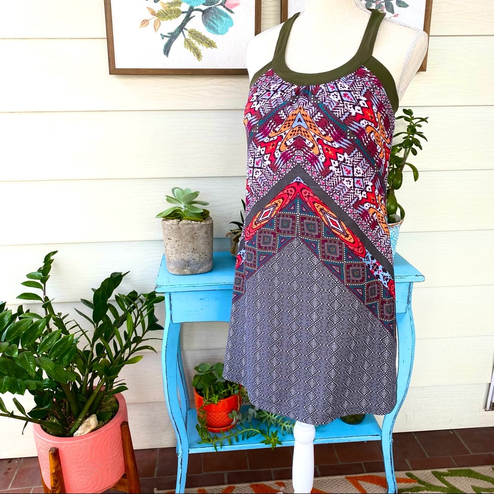 PrAna Dress Olive Green, Multi Colors Sleeveless